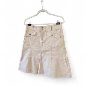 Y2K Deb beige kaki mini cargo flare skirt